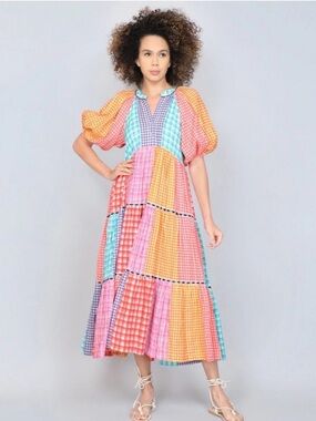 Conditions Apply Anthropologie Kim Patchwork Gingham Dress